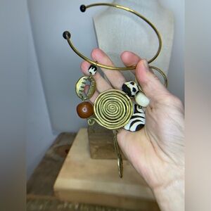 Brass Horn African Collar Necklace - Unique - Long Statement